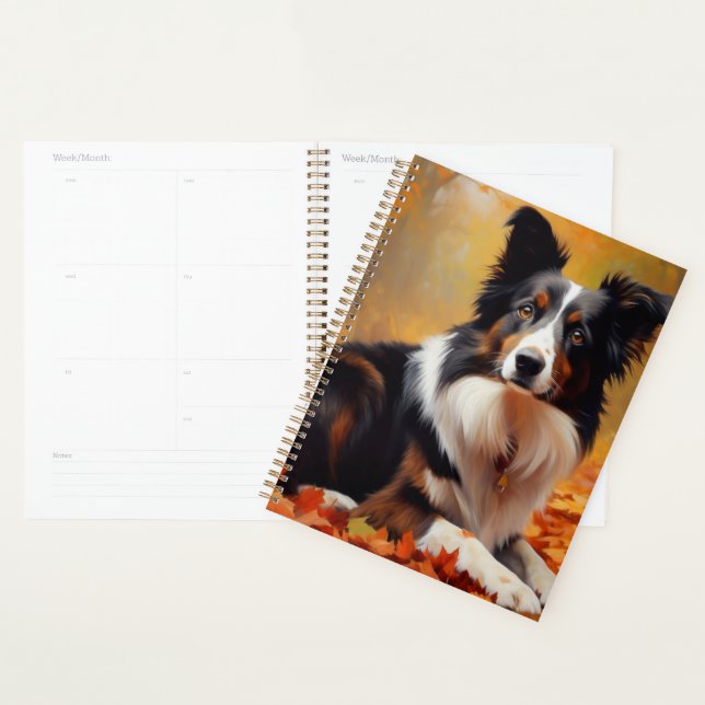 Border Collie  in Autumn Leaves Fall Inspire  Planner (Display)
