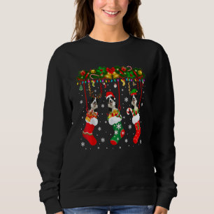 Border Collie In Sock Xmas Reindeer Fun Christmas Sweatshirt