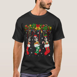 Border Collie In Sock Xmas Reindeer Santa ELF Dog T-Shirt
