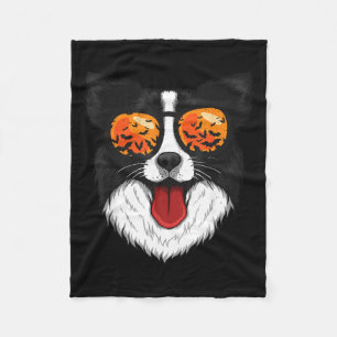 Border Collie In Sungles Lazy Halloween Costume Fleece Blanket