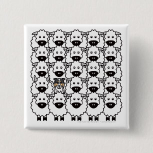Border Collie in the Sheep 15 Cm Square Badge