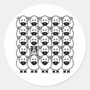Border Collie in the Sheep Classic Round Sticker