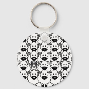 Border Collie in the Sheep Key Ring