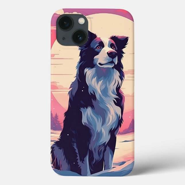 Border Collie in the snowy forest during sunset Case-Mate iPhone Case (Back)