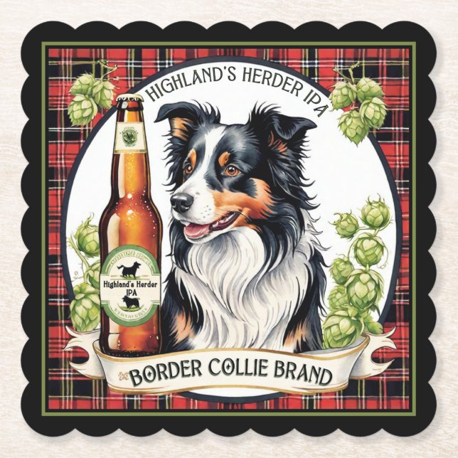 Border Collie IPA  Paper Coaster (Front)