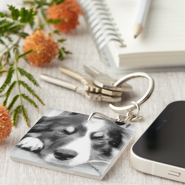 BORDER COLLIE KEY RING (Front Right)