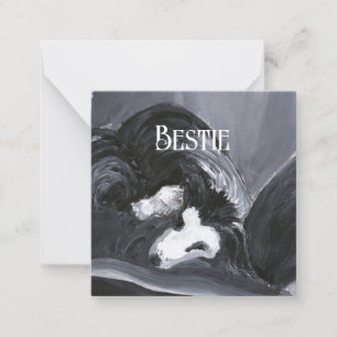Border Collie Laying Down Painting Personalised Card