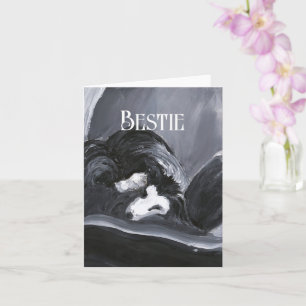 Border Collie Laying Down Painting Personalised Card