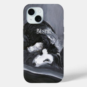 Border Collie Laying Down Painting Personalised iPhone 15 Case