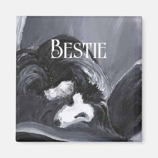  Border Collie Laying Down Painting Personalised Magnet