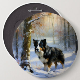 Border Collie Let It Snow Christmas 6 Cm Round Badge