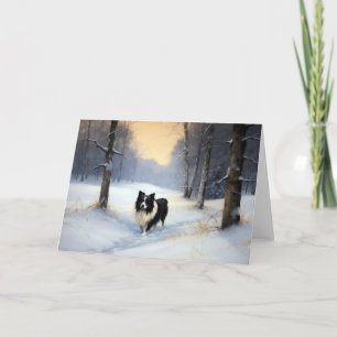 Border Collie Let It Snow Christmas Card
