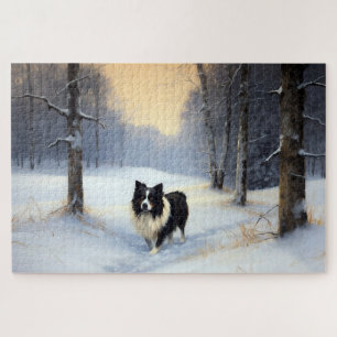 Border Collie Let It Snow Christmas Jigsaw Puzzle