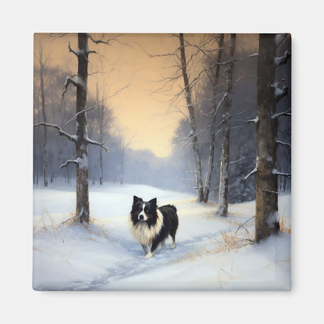 Border Collie Let It Snow Christmas Magnet (Front)
