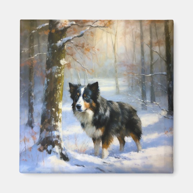 Border Collie Let It Snow Christmas Magnet (Front)