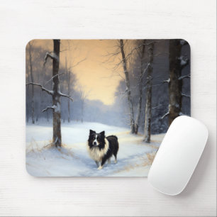 Border Collie Let It Snow Christmas Mouse Mat