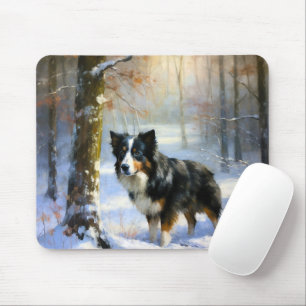 Border Collie Let It Snow Christmas Mouse Mat