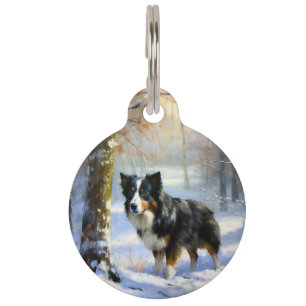 Border Collie Let It Snow Christmas Pet Tag