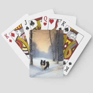 Border Collie Let It Snow Christmas Playing Cards