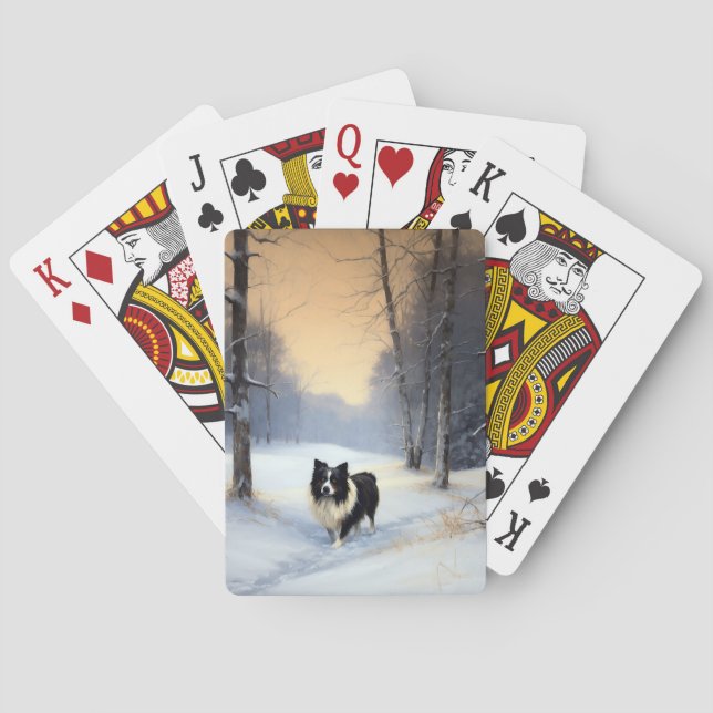 Border Collie Let It Snow Christmas Playing Cards (Back)