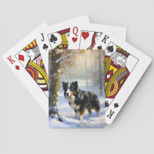 Border Collie Let It Snow Christmas Playing Cards