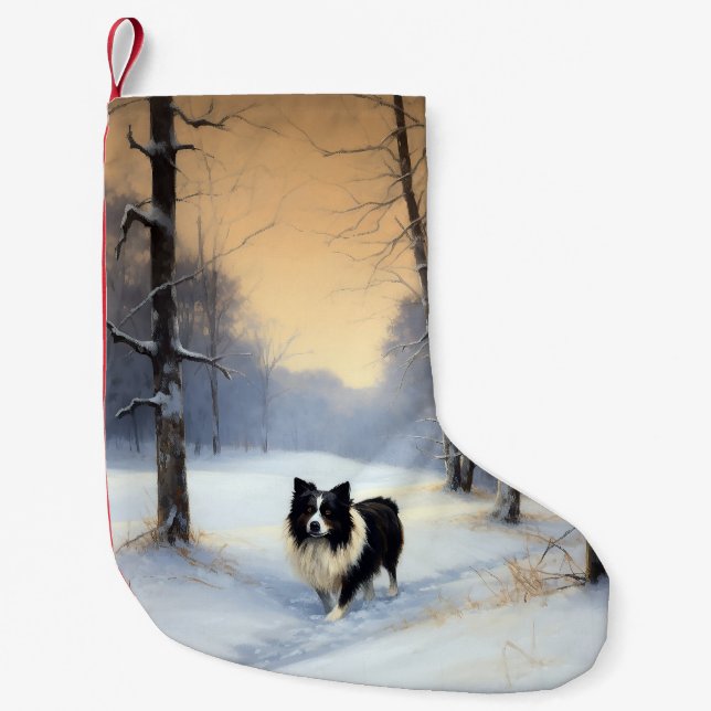 Border Collie Let It Snow Christmas Small Christmas Stocking (Front)