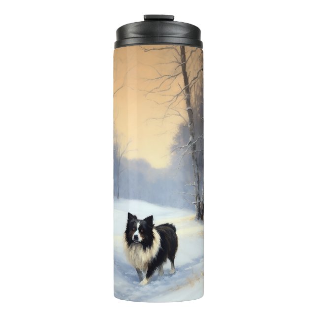 Border Collie Let It Snow Christmas Thermal Tumbler (Front)