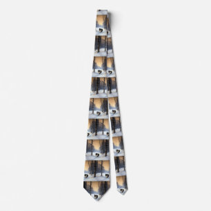 Border Collie Let It Snow Christmas Tie