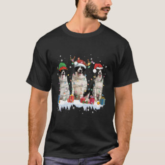 Border Collie Lights Santa Elf Reindeer Dog Lover  T-Shirt