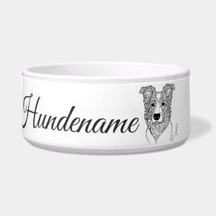 Border Collie Line Art personalized bowl