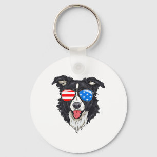 Border Collie Lover Patriotic Dog 4th Of July Amer Key Ring