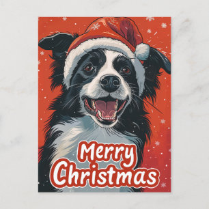 Border Collie Merry christmas Postcard
