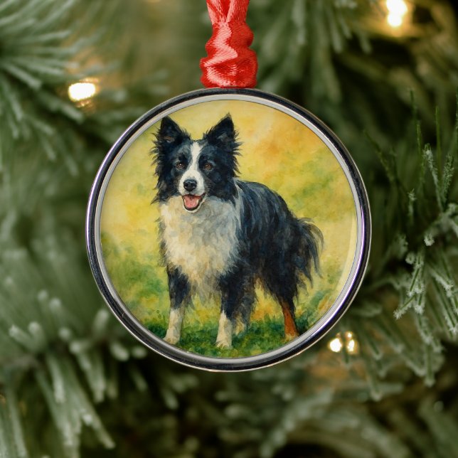 Border Collie Metal Tree Decoration (Tree)