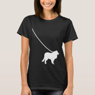 Border Collie on a Leash Dog Mum Dad Pet Cute Pu T-Shirt