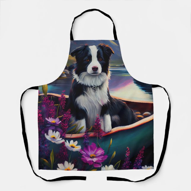 Border Collie on a Paddle: A Scenic Adventure Apron (Front)