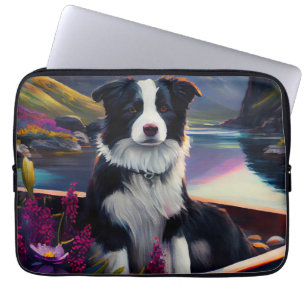 Border Collie on a Paddle: A Scenic Adventure Laptop Sleeve