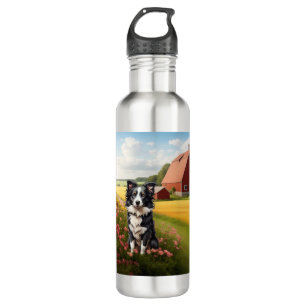 Border Collie on Farm 710 Ml Water Bottle
