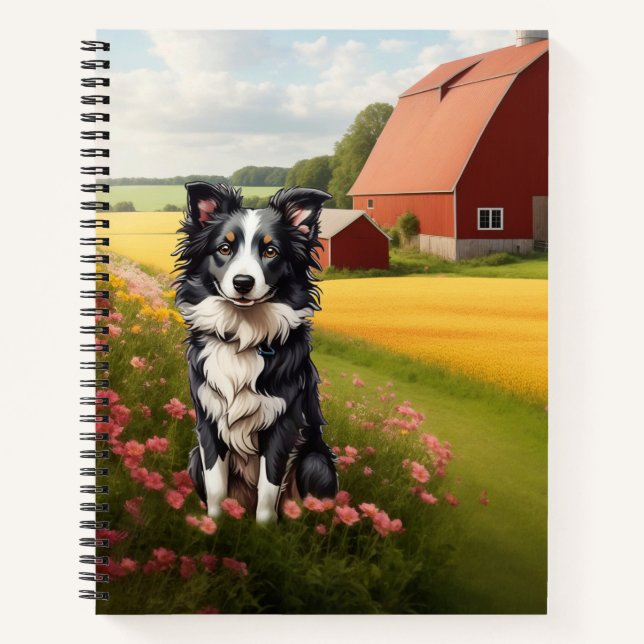 Border Collie on Farm Notebook (Front)