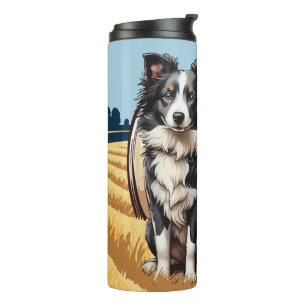Border Collie on Farm Thermal Tumbler