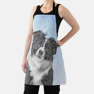Border Collie Painting - Cute Original Dog Art Apron