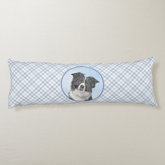 Border Collie Painting - Cute Original Dog Art Body Cushion (Back)