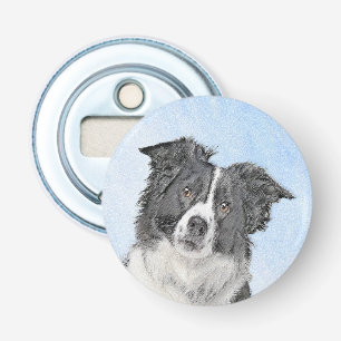 Border Collie Painting - Cute Original Dog Art Bottle Opener