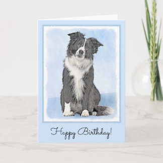 Border Collie Painting - Cute Original Dog Art Card