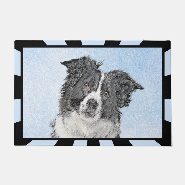 Border Collie Painting - Cute Original Dog Art Doormat (Front)