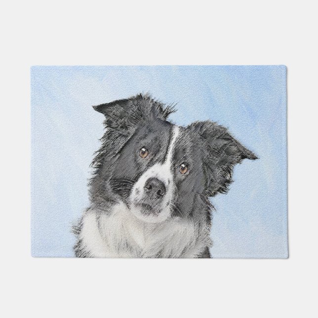 Border Collie Painting - Cute Original Dog Art Doormat (Front)