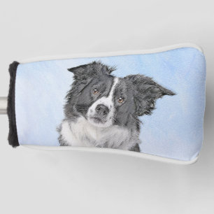 Border Collie Painting - Cute Original Dog Art Golf Head Cover