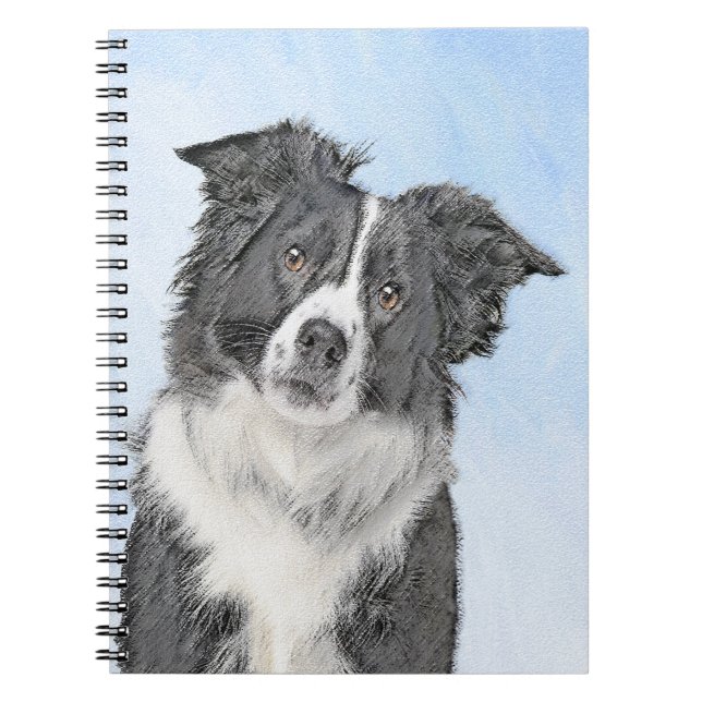 Border Collie Painting - Cute Original Dog Art Notebook (Front)