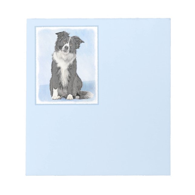 Border Collie Painting - Cute Original Dog Art Notepad (Front)