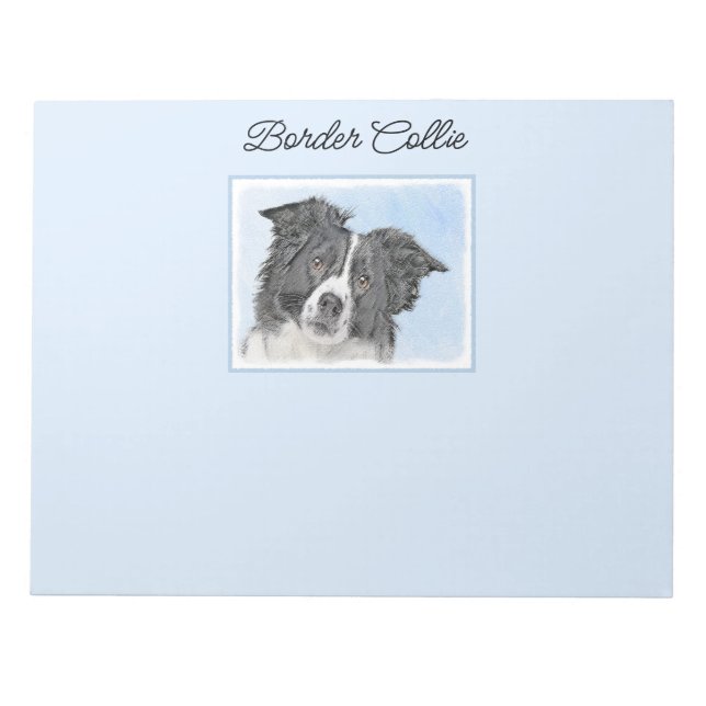 Border Collie Painting - Cute Original Dog Art Notepad (Front)