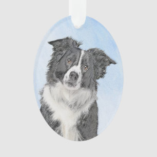 Border Collie Painting - Cute Original Dog Art Ornament
